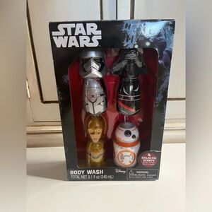New Star Wars Body Wash Set four galactic scents and character-shaped bottles.
